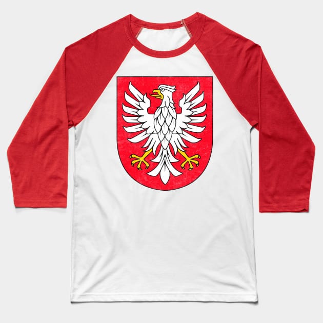 Mazovian Voivodeship / Vintage Faded Style Polish Flag Design Baseball T-Shirt by DankFutura